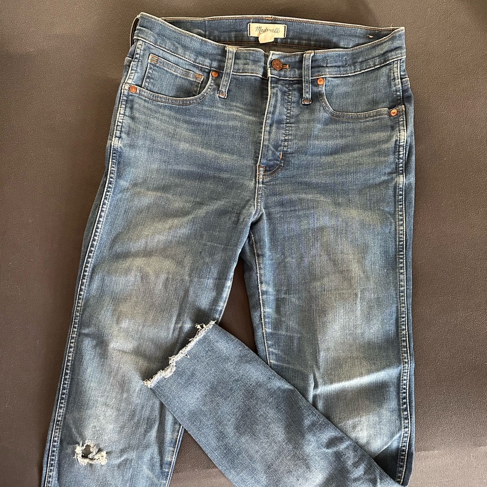 Madewell High Rise Distressed Blue Jeans